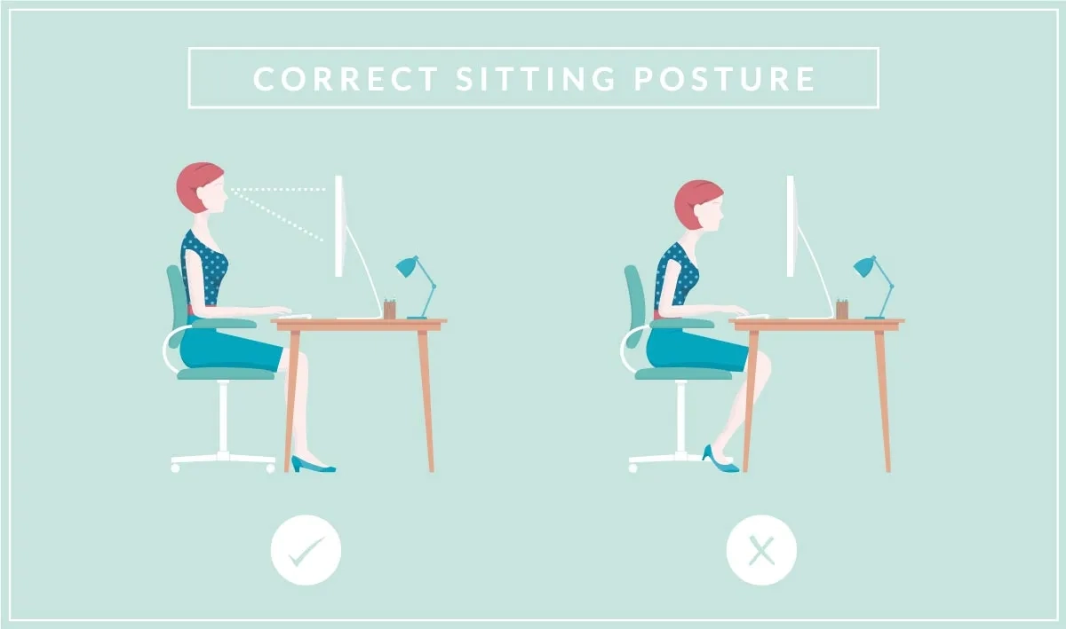 Correct sitting posture illustration