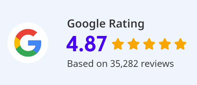 Google Rating 4,87 5-stars Based on 35,282 reviews