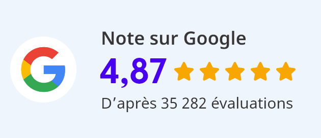 Note sur Google 4,87 D’après 35 282 évaluations